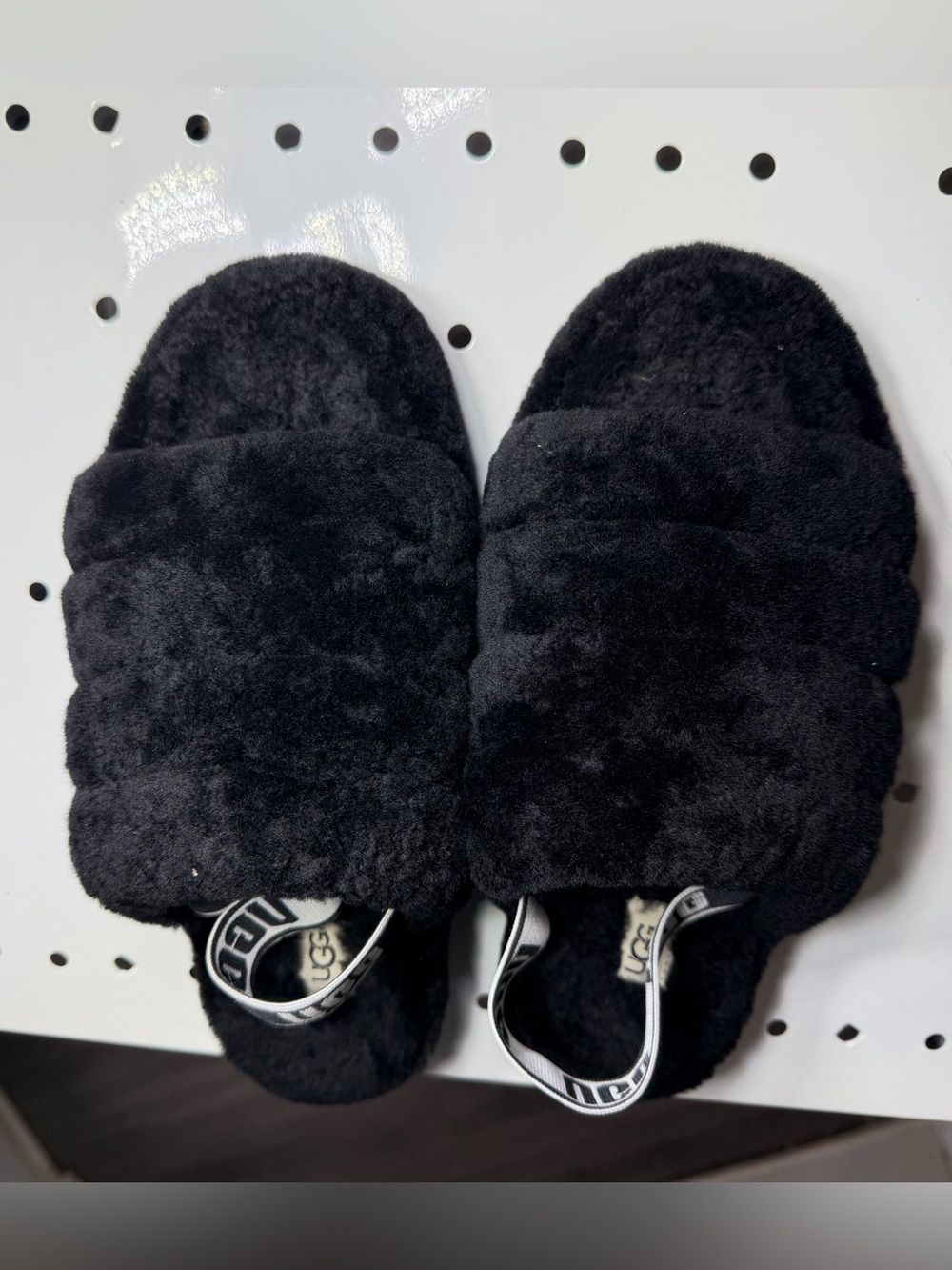 Ugg Fluff Yeah Sling black Fluffy Slippers Womens Size 8 (Excellent Condition!) - Picture 2 of 8